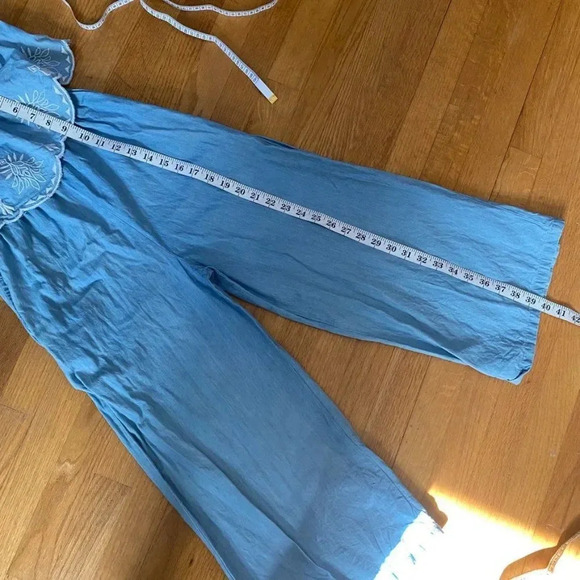 Jessica Simpson Chambray Embroidered Sleeveless Jumpsuit - Picture 9 of 9